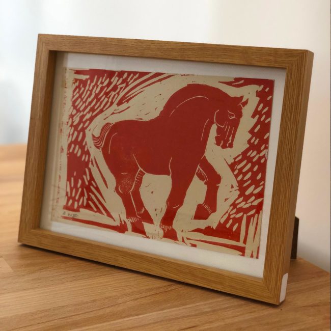 Cheval Tang 01 Rouge - linogravure - 2018