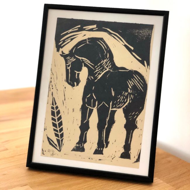 Cheval Tang 05 Noir - linogravure - 2018